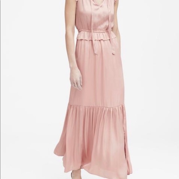 Sold Banana Republic Blush/Pink Maxi Dress Silk Style - Picture 2 of 9